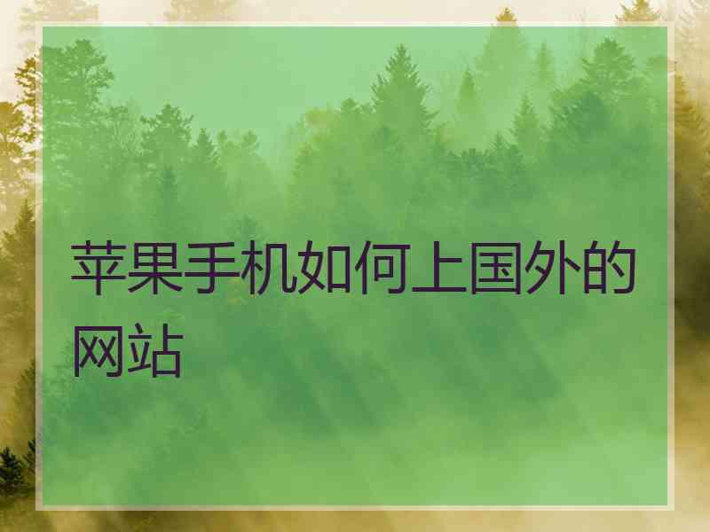 苹果手机如何上国外的网站