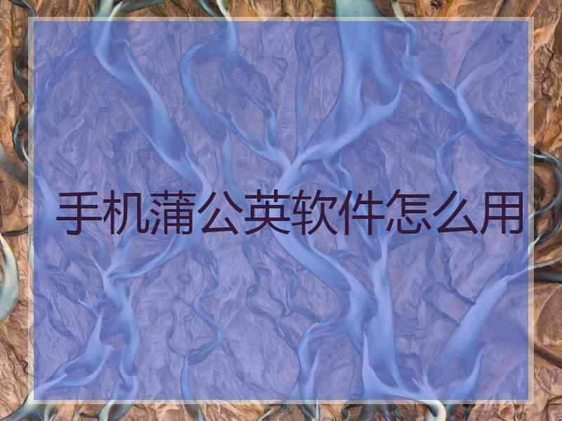 手机蒲公英软件怎么用