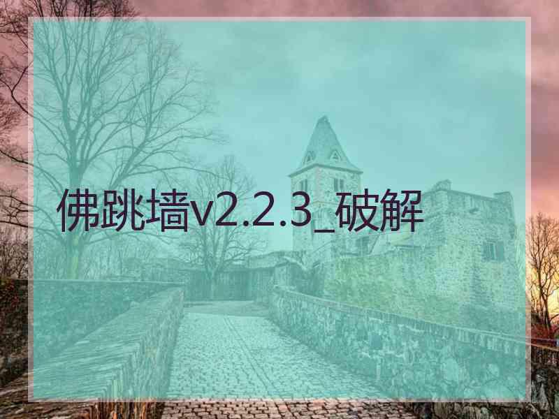 佛跳墙v2.2.3_破解