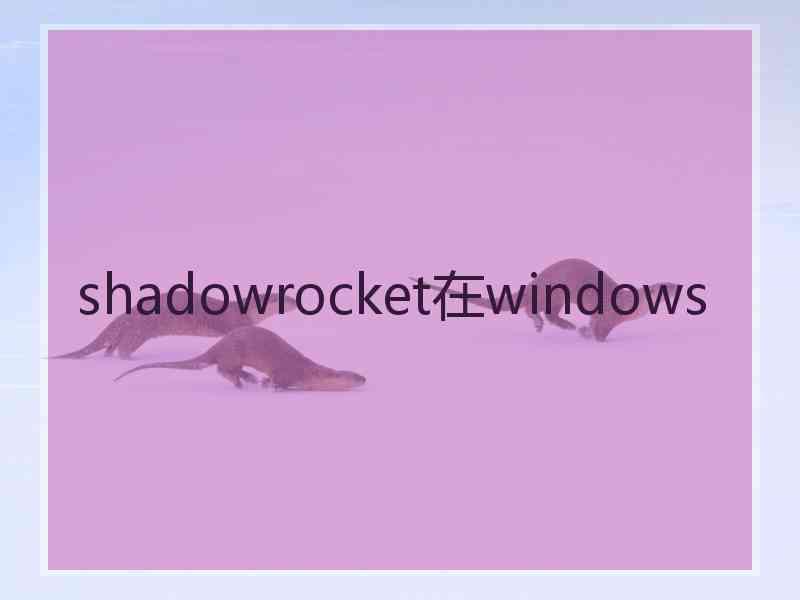 shadowrocket在windows